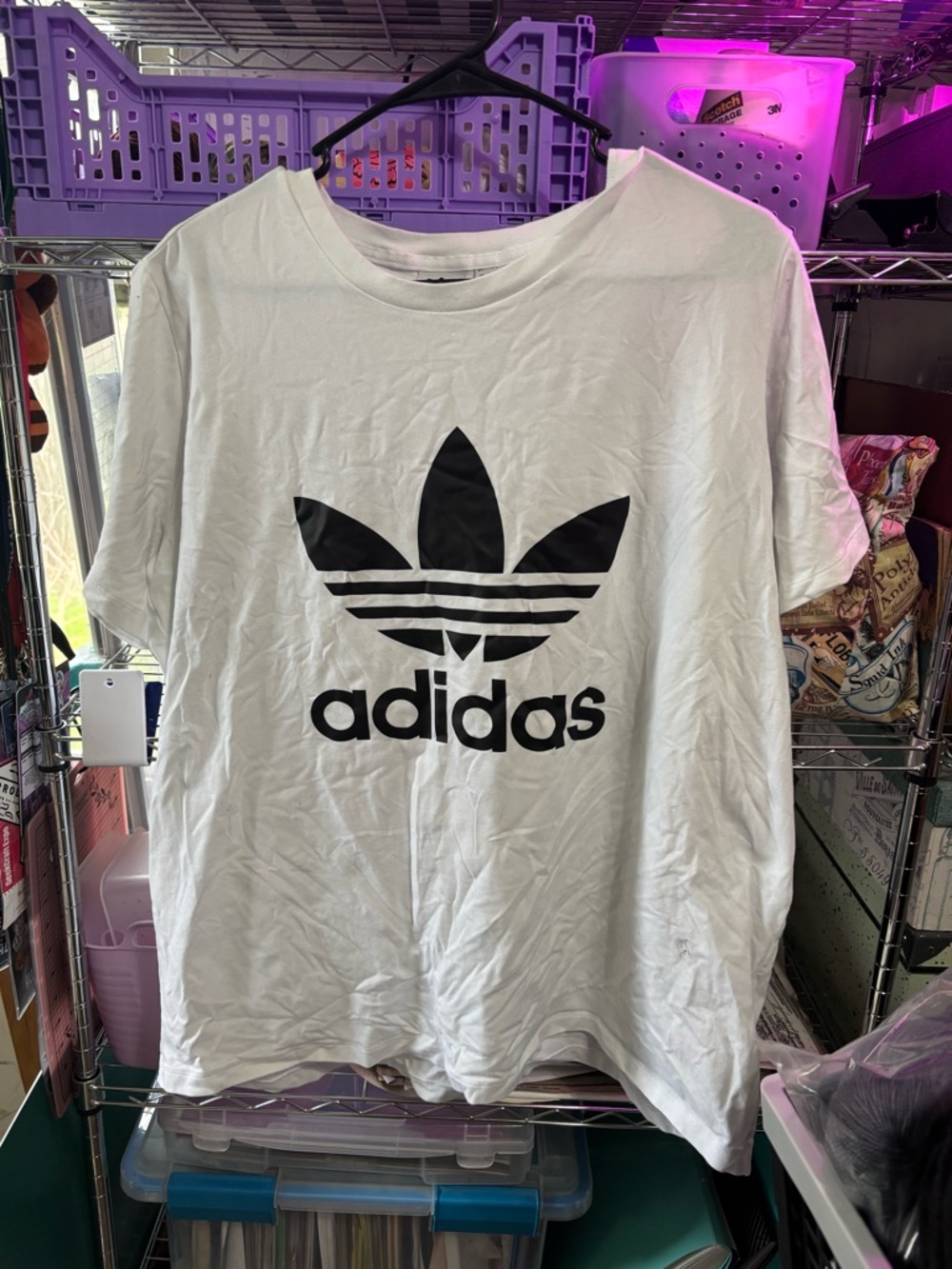 adidas White T-Shirt with Black Trefoil Logo